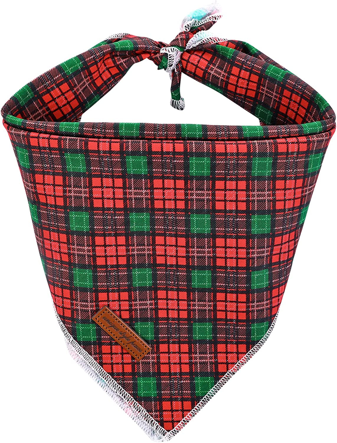 Unique Style Paws Christmas Plaid Dog Bandanas 1PC Cotton Washable Winter Triangle Dog Scarfs for Small Medium Large Dogs and Cats-Red Grid-S Animals & Pet Supplies > Pet Supplies > Dog Supplies > Dog Apparel Unique style paws Red & Green Small 