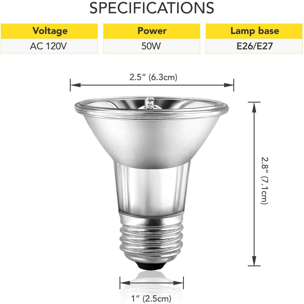 Simple Deluxe 50 Watts UV Reptile Heat Bulb UVA + UVB Full Spectrum Sun Lamp for Reptiles and Amphibian Pet, 2-Pack (Included 8 G5 Halogen Bulb) Animals & Pet Supplies > Pet Supplies > Reptile & Amphibian Supplies > Reptile & Amphibian Habitat Heating & Lighting Simple Deluxe   