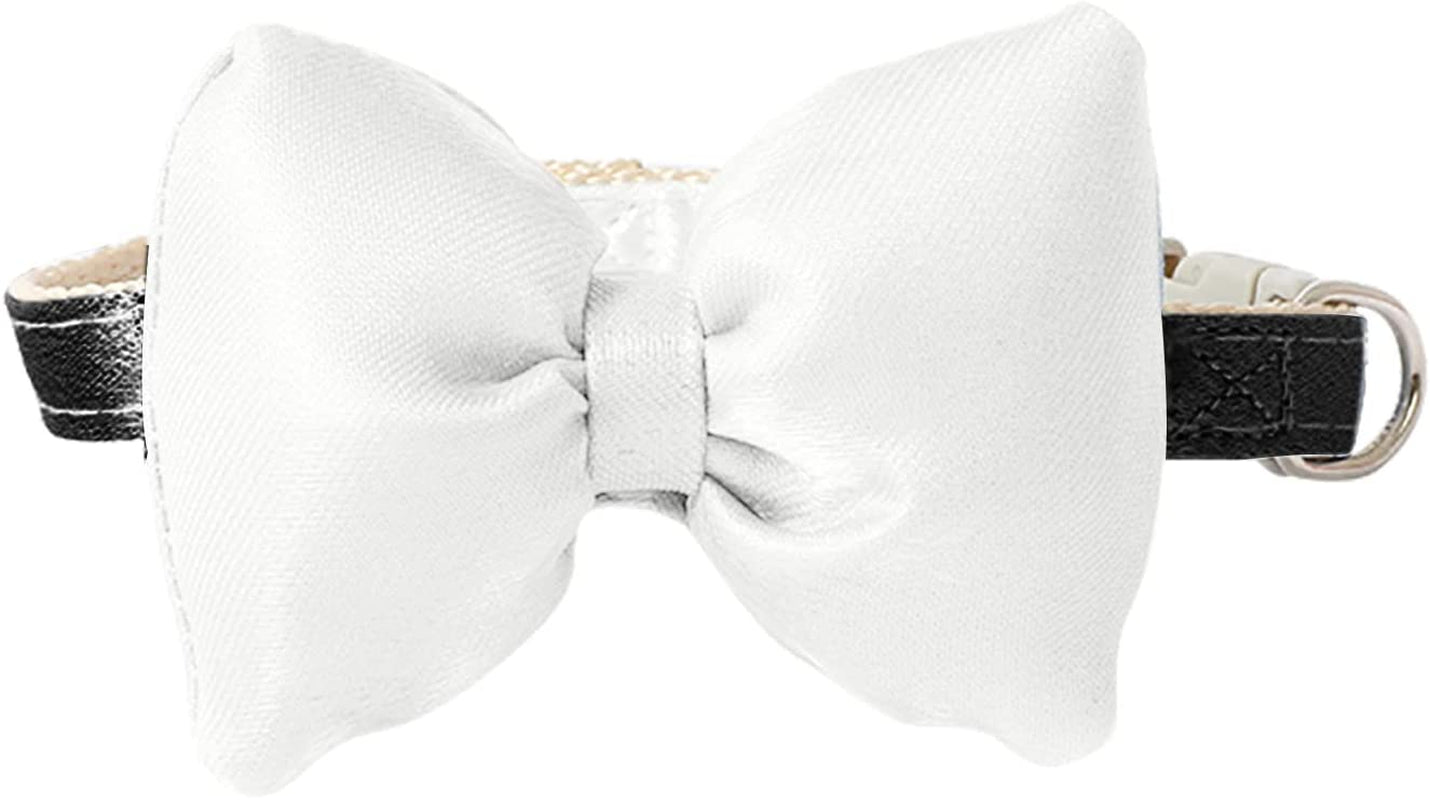 Cat Collars Bow Tie and Cute Charm Gentleman Plaid Collars Cat Supplies Pet Collar Soft Bell Animals & Pet Supplies > Pet Supplies > Dog Supplies > Dog Apparel TTBDWiian White One Size 