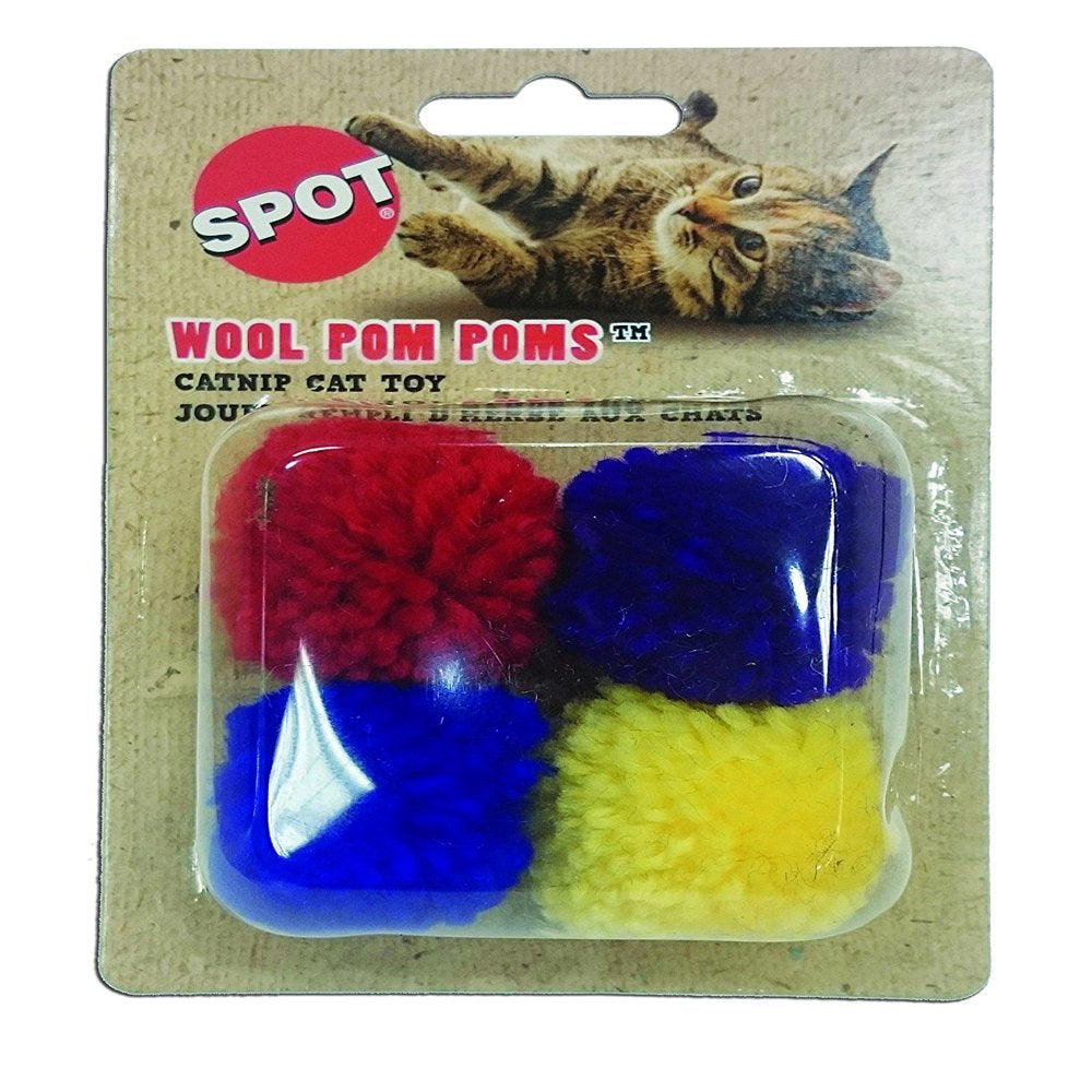 Ethical Pet Wool Pom-Pom Catnip Cat Toy, 4 Count Animals & Pet Supplies > Pet Supplies > Cat Supplies > Cat Toys Ethical Cat   