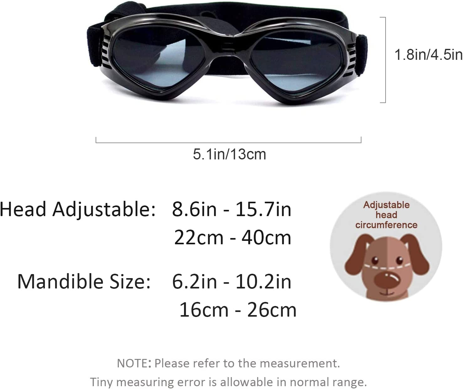 PEDOMUS Dog Goggles Small Dog Sunglasses Adjustable Strap for UV Sunglasses Waterproof Protection for Dogs (Black) Animals & Pet Supplies > Pet Supplies > Dog Supplies > Dog Apparel PEDOMUS   