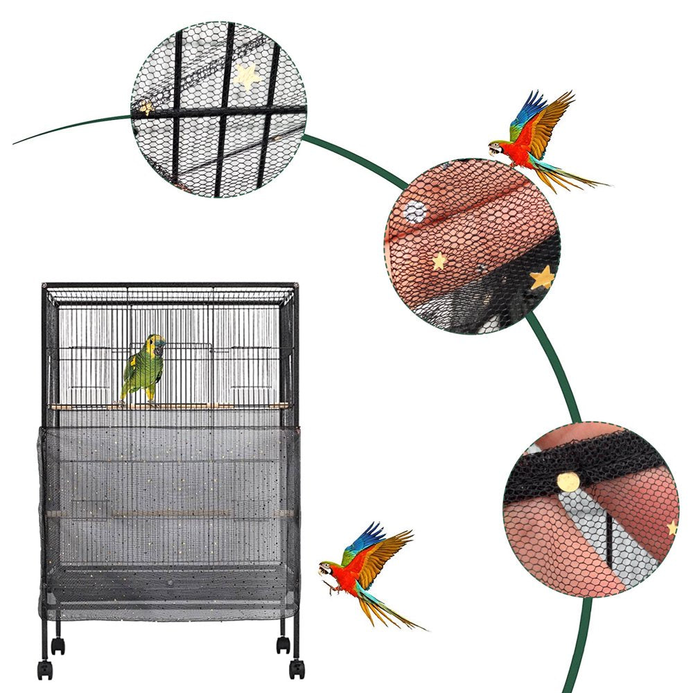 Dolked Universal Bird Cage Cover Skirt Nylon Mesh Net Guard Extra Large Parrot Birdcage Cover Animals & Pet Supplies > Pet Supplies > Bird Supplies > Bird Cage Accessories Dolked   