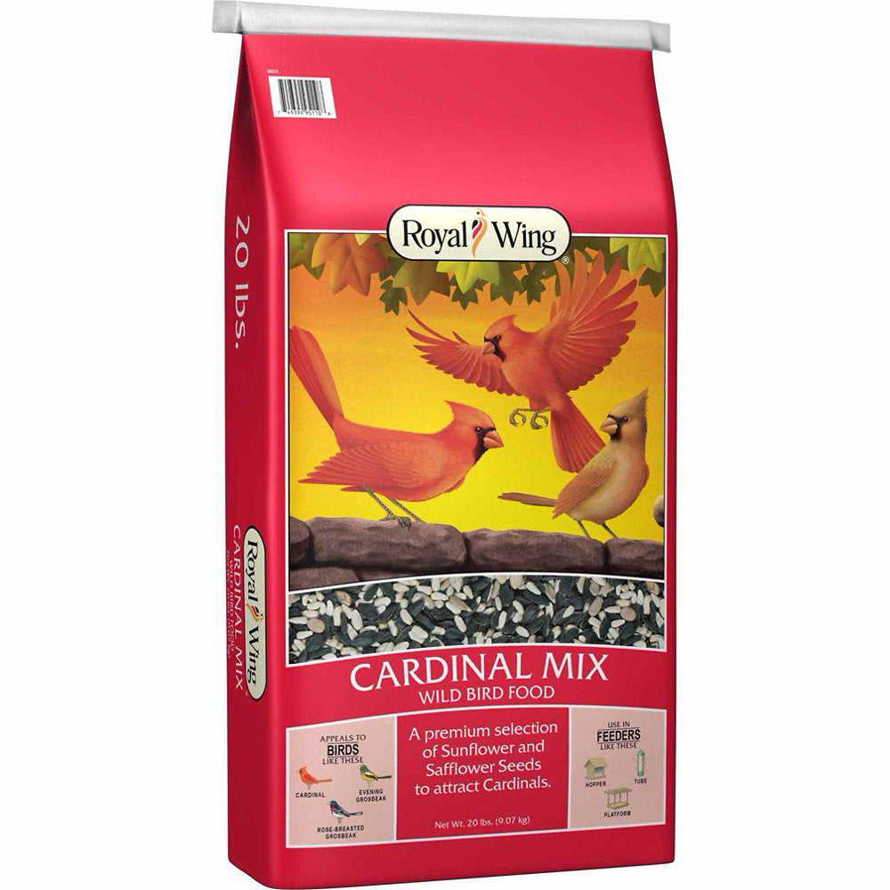 Royal Wing Cardinal Bird Food Mix, 20 Lb. Animals & Pet Supplies > Pet Supplies > Bird Supplies > Bird Food Royal Wing   