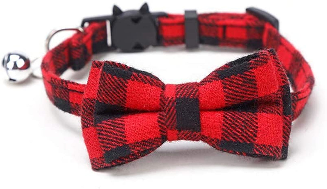 Colorful Plaid Small Dogs Collars Cat Necklaces, Pet Collars Dog Accessories Striped Bowknot Cat Collars(Orange) Animals & Pet Supplies > Pet Supplies > Dog Supplies > Dog Apparel QUNJUN Multicolor,Red  