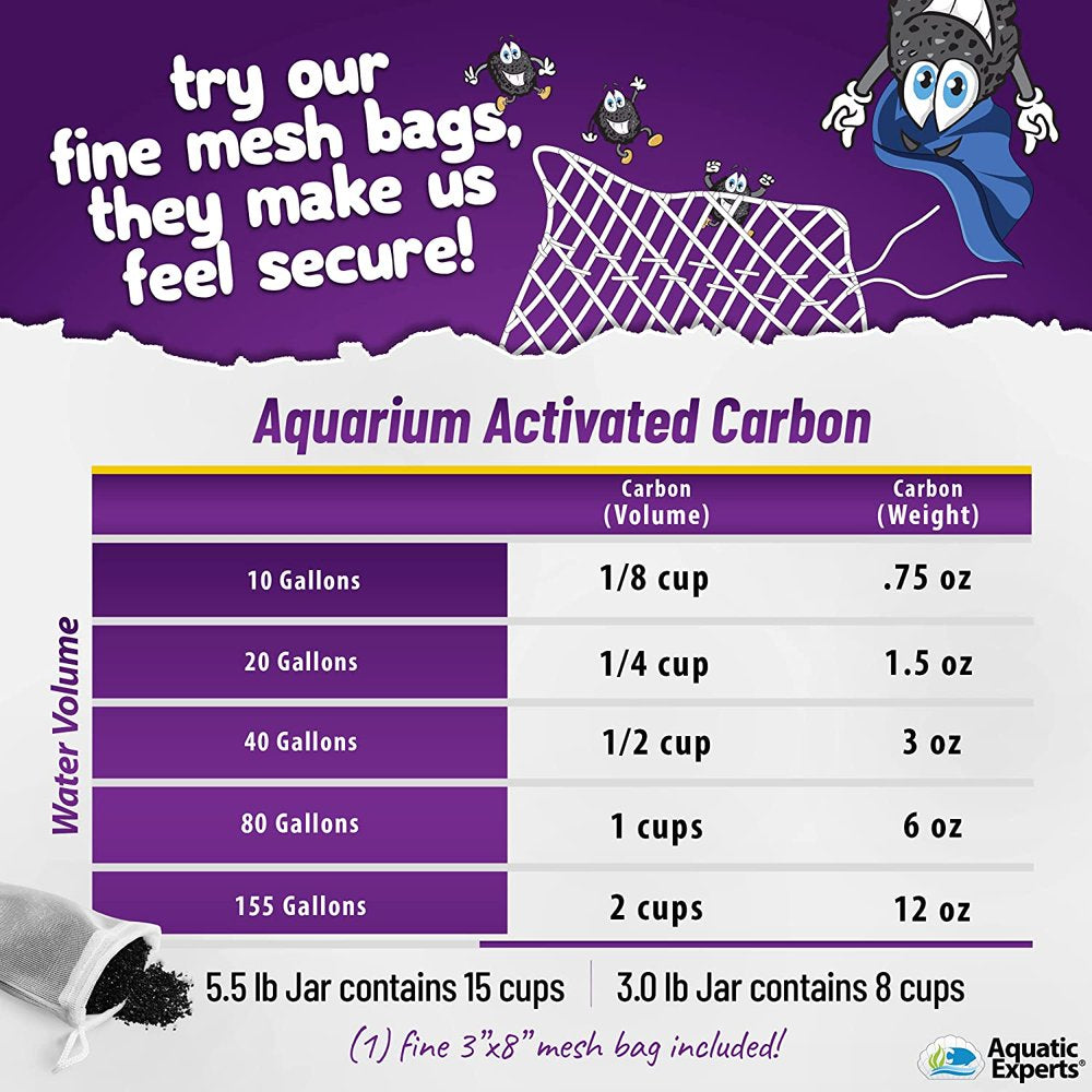 Aquatic Experts - Activated Carbon, Charcoal Aquarium Filter Media, Aquarium Odor Remover, 3.0 Lbs Animals & Pet Supplies > Pet Supplies > Fish Supplies > Aquarium Filters Aquatic Experts   