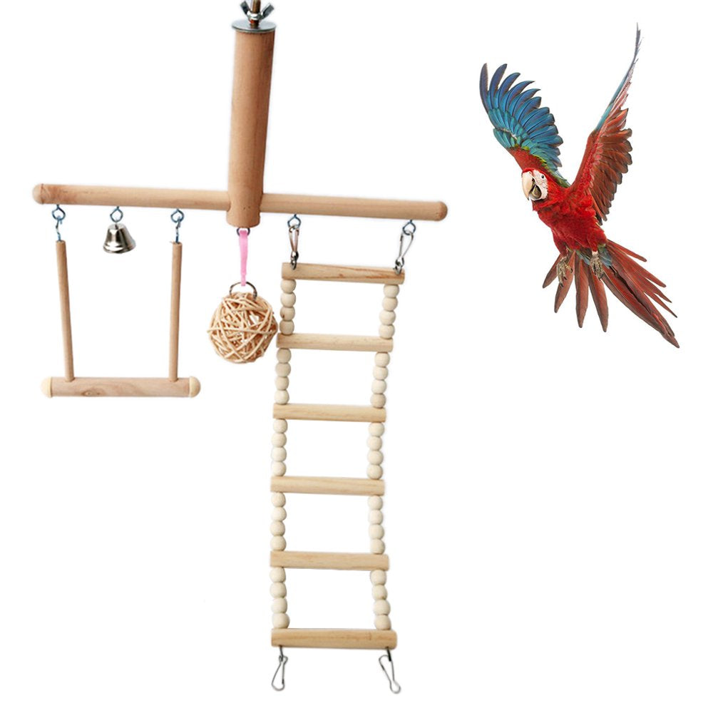 Bird Cage Stand for Play Gym Conure Parrot Perch Playground Climbing Ladder Swing Rattan Ball Chew Toys Animals & Pet Supplies > Pet Supplies > Bird Supplies > Bird Ladders & Perches WANGFUFU   