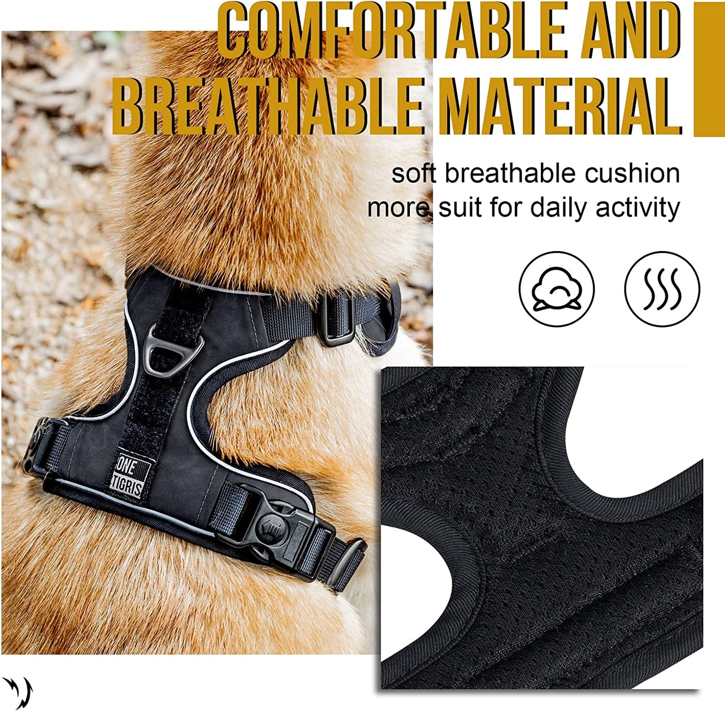 Onetigris Dog Vest Harness No Pull Dog Harness,Dog Reflective Harness, Adjustable Soft Padded Pet Vest with Easy Control D-Ring for Small to Large Dogs Animals & Pet Supplies > Pet Supplies > Dog Supplies > Dog Apparel OneTigris   