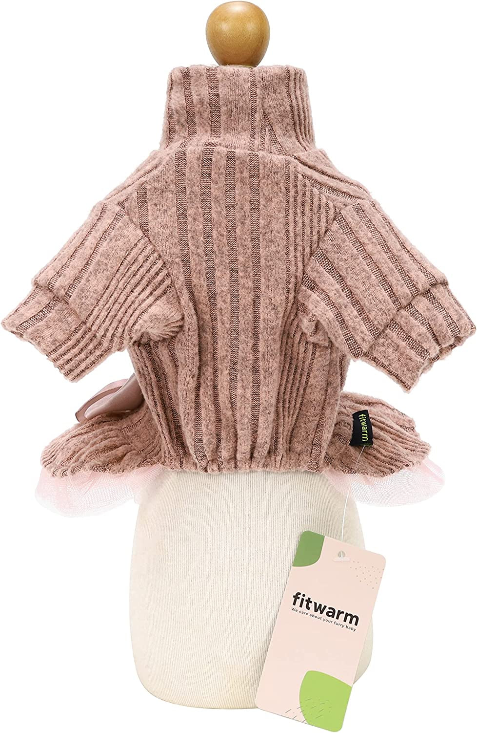 Fitwarm Knitted Dog Tulle Sweater Dress, Dog Winter Clothes for Small Dogs Girl, Cat Apparel, Pink, Small Animals & Pet Supplies > Pet Supplies > Dog Supplies > Dog Apparel Fitwarm   