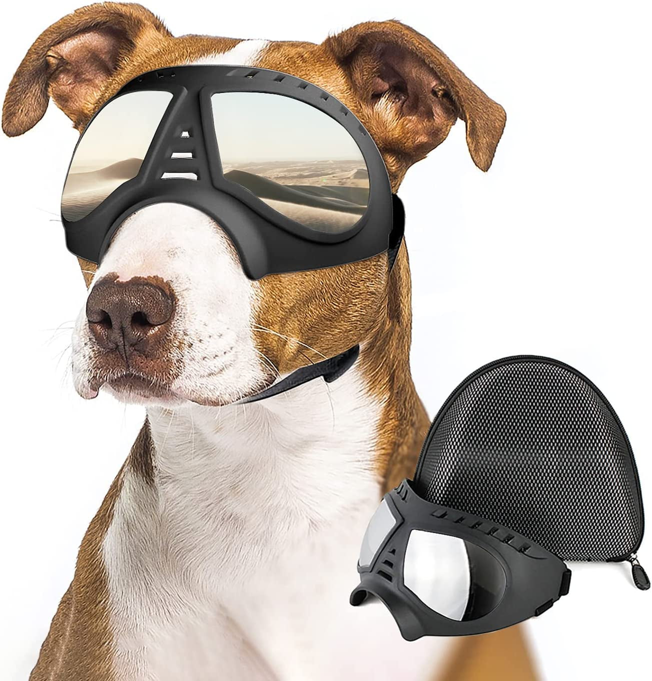 ENJOYING Small Dog Goggles Anti-Uv Doggy Sunglasses Soft Pet Motorcycle Eyewear Fog-Proof Windproof Shatterproof Dog Glasses for Small-Medium Dogs, Blue Animals & Pet Supplies > Pet Supplies > Dog Supplies > Dog Apparel Enjoying Silver Large 