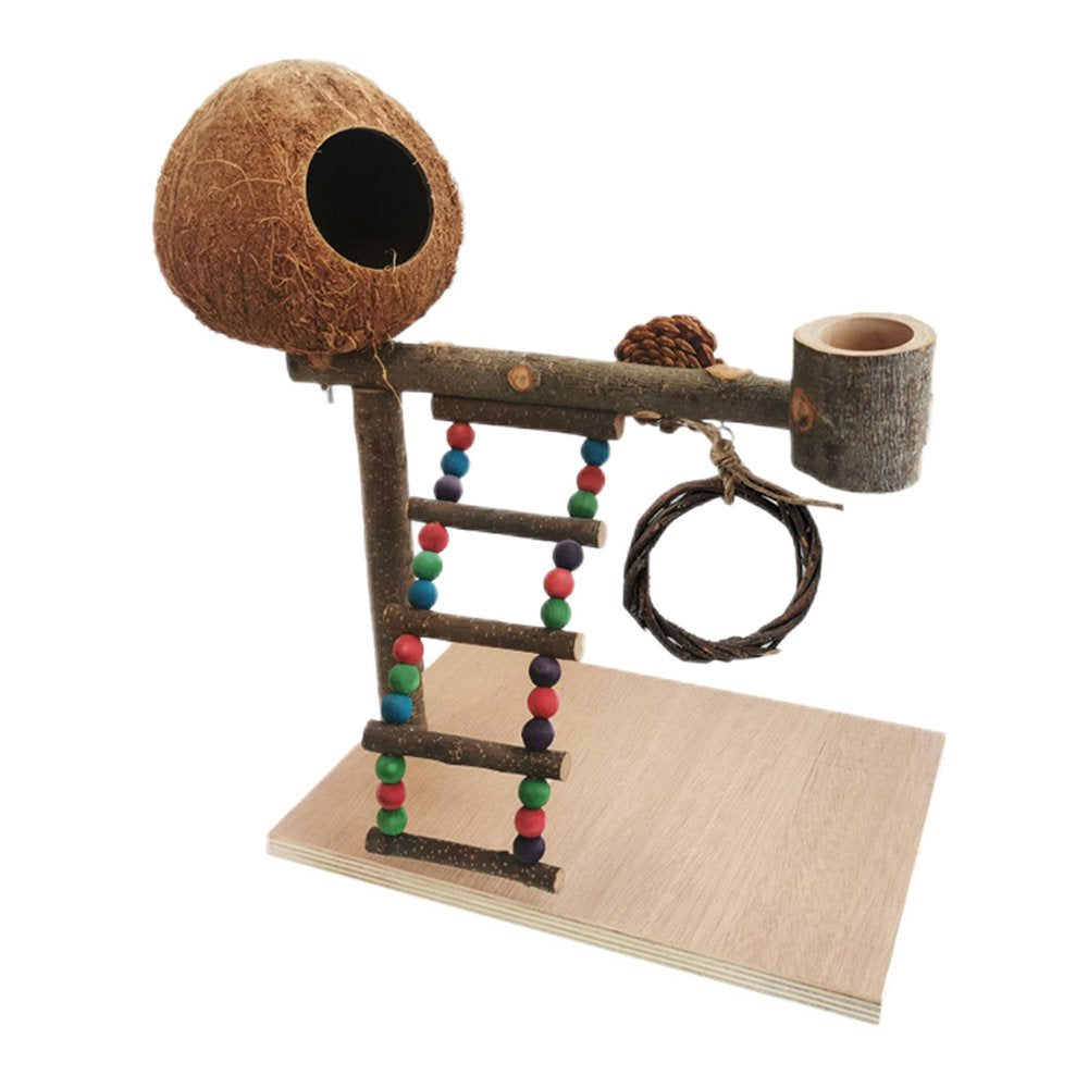 Pet Bird Play Stand, Parrot Playground Toy, Wood Perch, Play Exercise Gym Ladder 32X29X26Cm