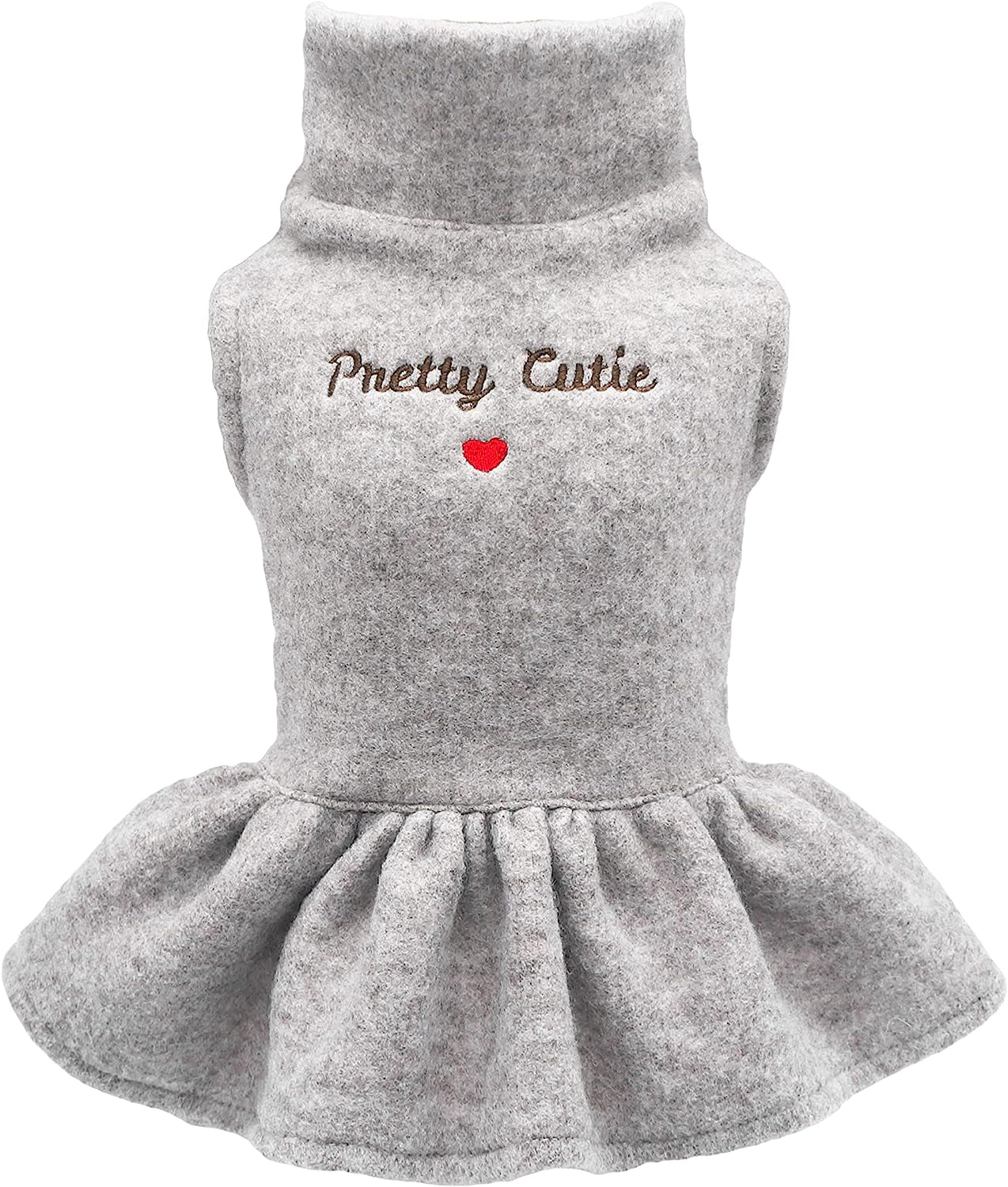 Fitwarm Embroidery Pretty Cutie Thermal Dog Clothes for Dog Dresses Doggie Sweaters Pet Winter Coat Cat Sweatshirts Puppy Outfits Grey Large Animals & Pet Supplies > Pet Supplies > Dog Supplies > Dog Apparel Fitwarm   