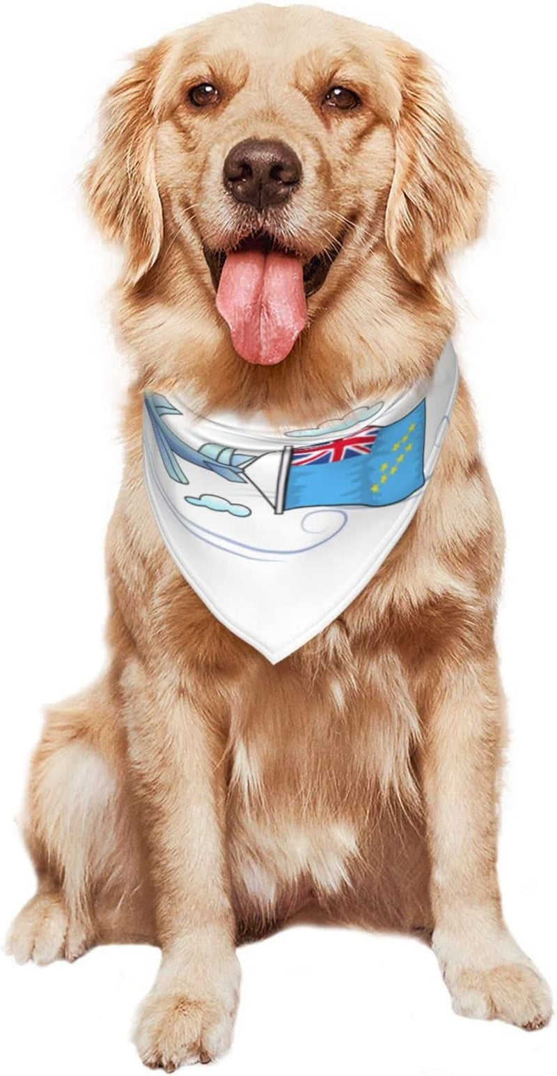 Airplane with Flag Tuvalu Pet Dog and Cat Decorative Triangle Scarf,Dog Bandana,Breathable and Stain Resistant. Animals & Pet Supplies > Pet Supplies > Dog Supplies > Dog Apparel ZALTAS   