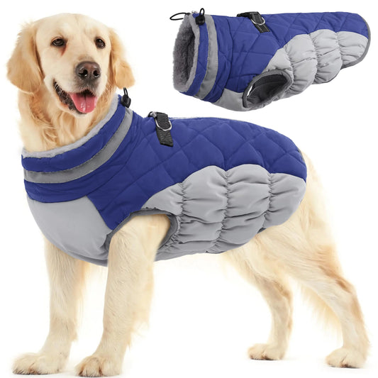 ROZKITCH Warm Dog Winter Coat Cold Weather Jacket Windproof Reflective Turtleneck with Neckline D-Ring for Leash Thick Fleece Lining Outdoor Padded Vest Small Medium Large Dogs Animals & Pet Supplies > Pet Supplies > Dog Supplies > Dog Apparel ROZKITCH L Blue 