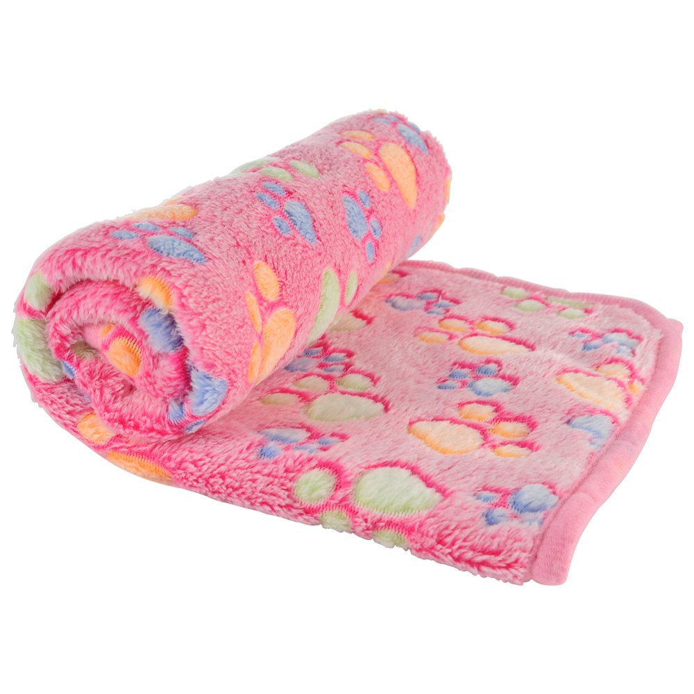 LUXMO Puppy Blanket for Pet Cushion Small Dog Cat Bed Soft Warm Sleep Mat, Pet Dog Cat Puppy Kitten Soft Blanket Doggy Warm Bed Mat Paw Print Animals & Pet Supplies > Pet Supplies > Cat Supplies > Cat Beds LUXMO PREMIUM 31" x 24" Pink#1 