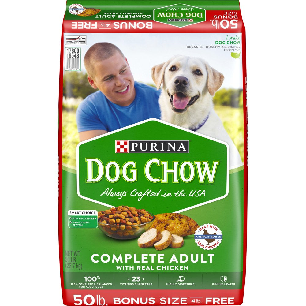 Purina Dog Chow Complete Adult Dry Dog Food Kibble with Chicken Flavor, 44 Lb. Bag Animals & Pet Supplies > Pet Supplies > Small Animal Supplies > Small Animal Food Nestlé Purina PetCare Company 50 lbs  