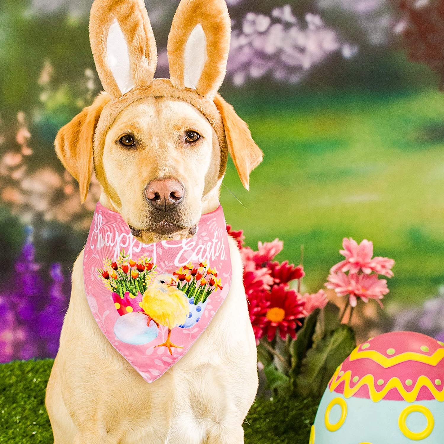 Whaline 4Pcs Easter Dog Bandanas Double Sided Easter Bunny Pet Bandanas Easter Design Pet Scarf Accessories for Small Medium Large Puppy Cat Birthday Christmas Party Animals & Pet Supplies > Pet Supplies > Dog Supplies > Dog Apparel Whaline   