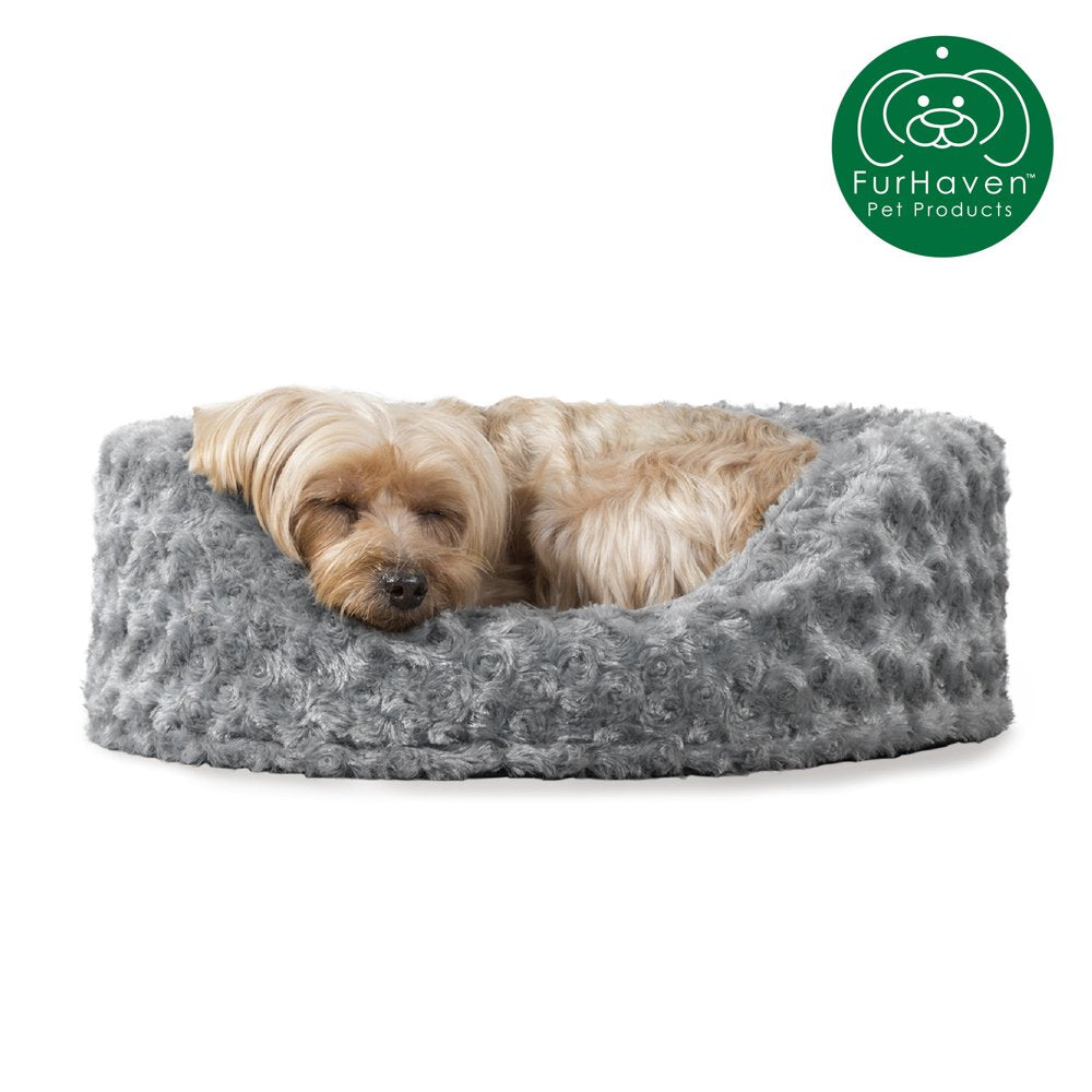 Furhaven | Oval Ultra Plush Pet Bed for Dogs & Cats, Strawberry, Medium Animals & Pet Supplies > Pet Supplies > Cat Supplies > Cat Beds FurHaven Pet S Gray 