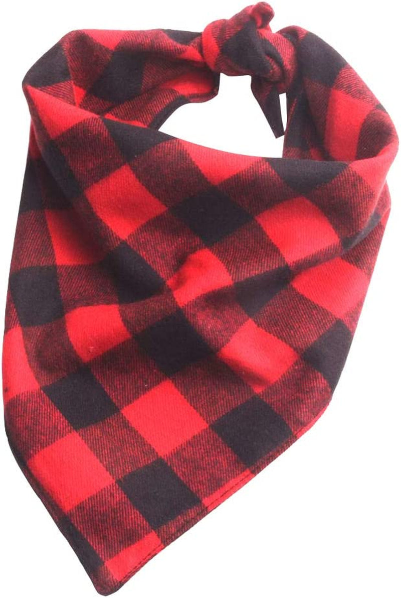 YAKA Pet Dog Bandana Triangle Bibs Scarf, Double-Cotton Plaid Printing Kerchief Set Accessories for Small and Medium Dog (Large/Neck Circumference Suitable9.8-19Inch, Pink and White Lattices) Animals & Pet Supplies > Pet Supplies > Dog Supplies > Dog Apparel YAKA Red and Black lattices Small/Neck Circumference Suitable 8.6-15inch 