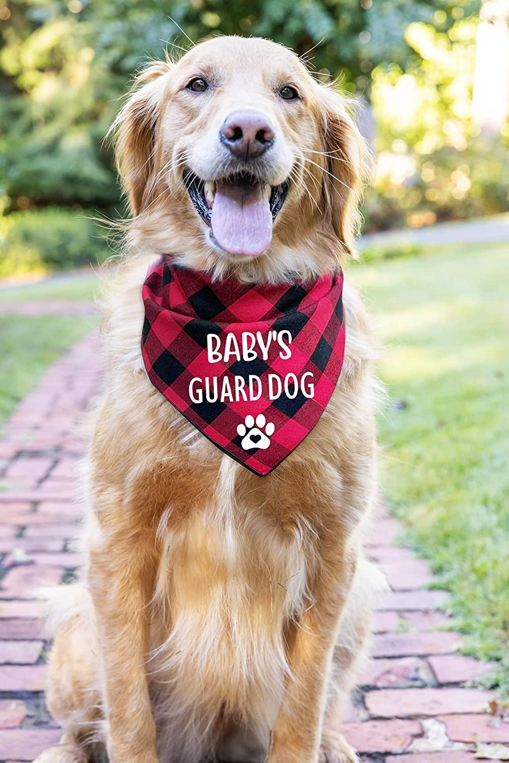 Ptzizi Funny Red Plaid Cotton Dog Baby'S Guard Security Triangle Bandana, Pet Dog New Baby Shower Photograph Props Scarf Scarves Decorations Pet Dog Lovers Owner Gift Animals & Pet Supplies > Pet Supplies > Dog Supplies > Dog Apparel Ptzizi   