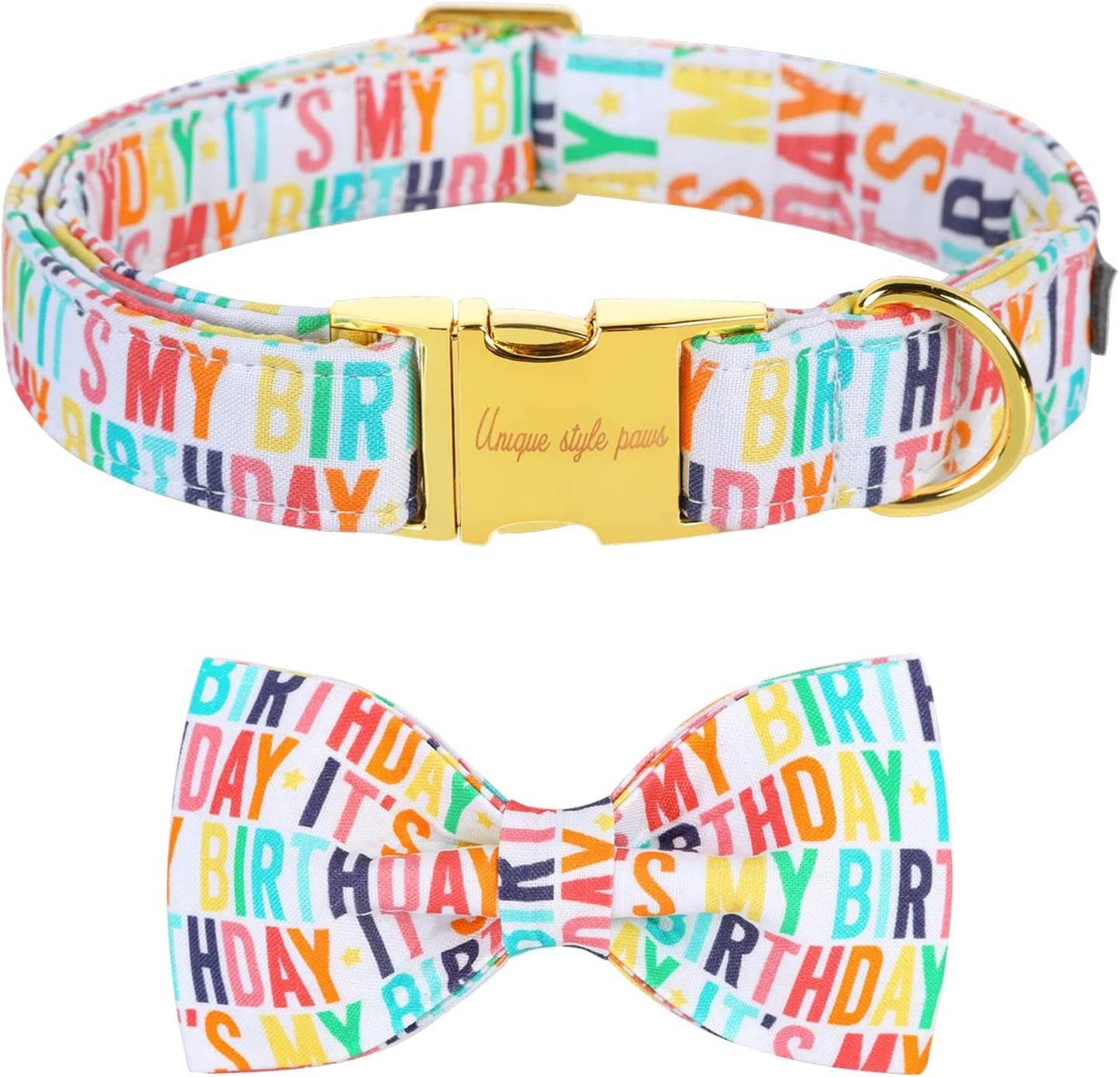 Unique Style Paws Dog Collar Bow Tie Collar Adjustable Collars for Dogs and Cats Small Medium Large Animals & Pet Supplies > Pet Supplies > Dog Supplies > Dog Apparel Unique style paws Birthday X-Large (Pack of 1) 