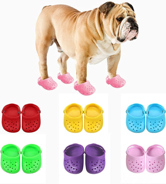 4Pack/2Pairs Pet Dog Croc,Summer Dog Shoes,Puppy Candy Colors Sandals with Rugged Anti-Slip Sole, Breathable Comfortable Dog Shoes Gift for Pet Festival (Pink) Animals & Pet Supplies > Pet Supplies > Dog Supplies > Dog Apparel Mueonsk Pink  