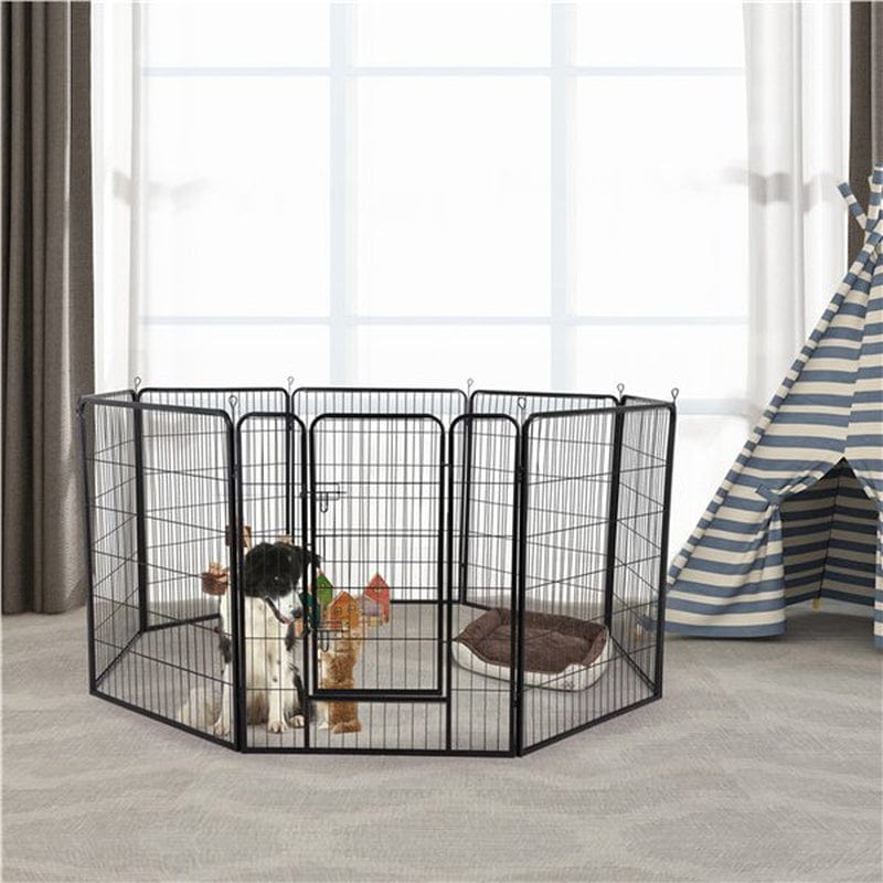 4Pcs 8 Panel Heavy Duty Dog Playpen, Indoor & Outdoor,Black Animals & Pet Supplies > Pet Supplies > Dog Supplies > Dog Kennels & Runs Easyfashion   