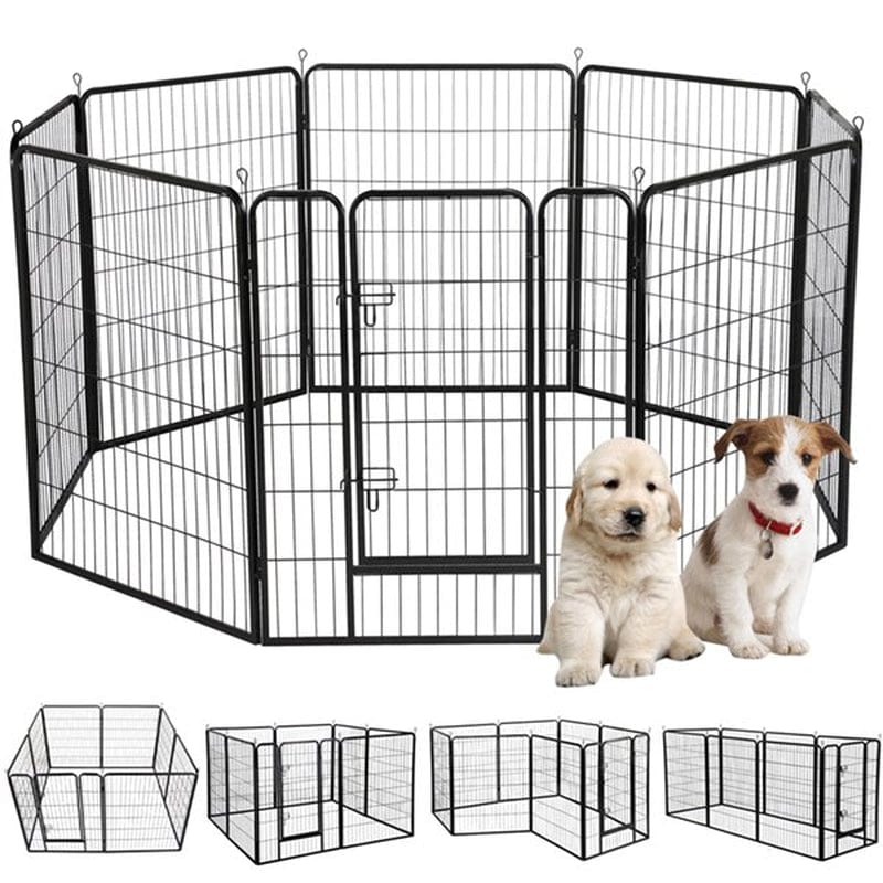 4Pcs 8 Panel Heavy Duty Dog Playpen, Indoor & Outdoor,Black Animals & Pet Supplies > Pet Supplies > Dog Supplies > Dog Kennels & Runs Easyfashion   