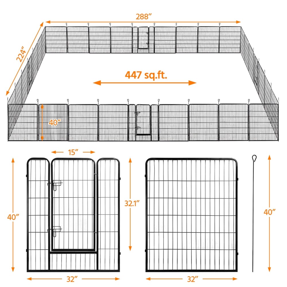 4Pcs 8 Panel Heavy Duty Dog Playpen, Indoor & Outdoor,Black Animals & Pet Supplies > Pet Supplies > Dog Supplies > Dog Kennels & Runs Easyfashion   