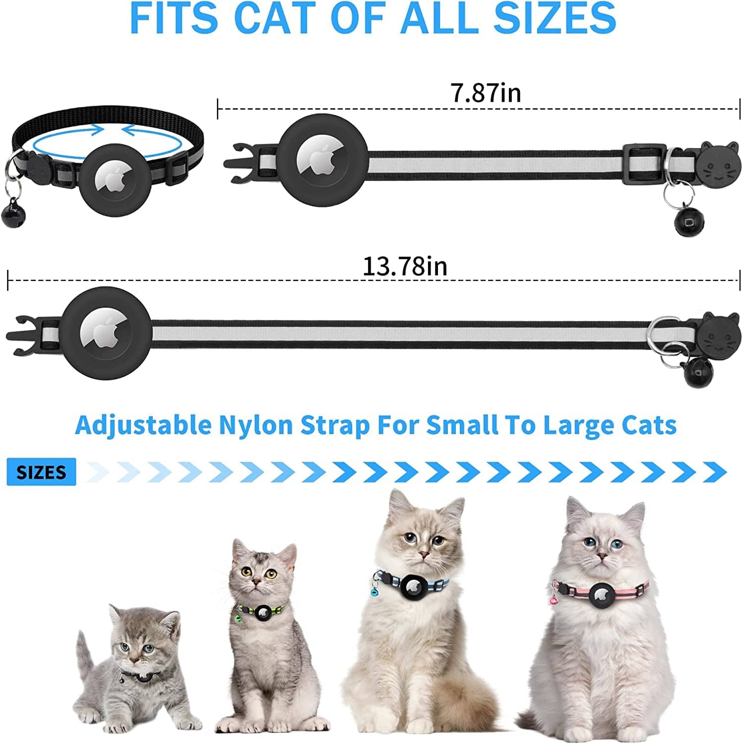 Collier pour chat Airtag avec cloche réglable pour chaton : boucle de – KOL  PET