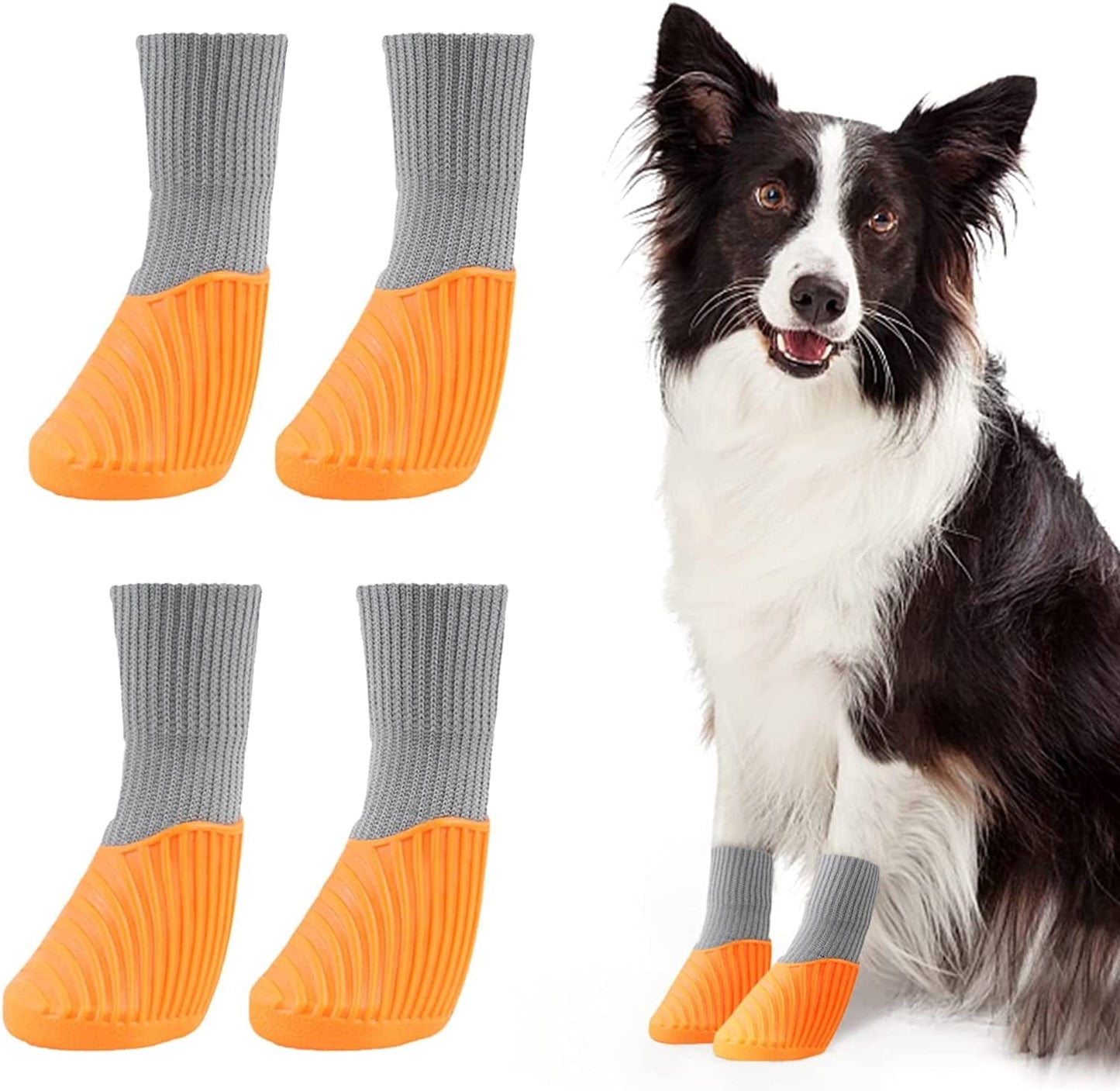 4pcs Dog Socks Anti Slip Waterproof Dog Shoes Boots Outdoor Indoor Paw  Protector
