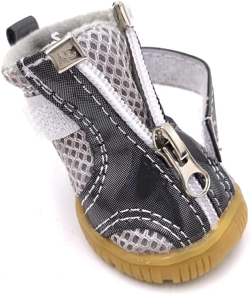 4PCS Breathable Dog Boots Shoes for Small & Medium Dog, Anti-Slip Puppy Booties Paw Protector for Hot Pavement Winter Hiking (Gray, 5#2.5"*2"(L*W)) Animals & Pet Supplies > Pet Supplies > Dog Supplies > Dog Apparel BATTEMALL   