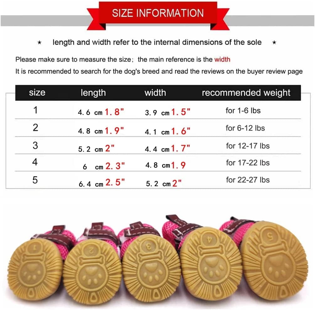 4PCS Breathable Dog Boots Shoes for Small & Medium Dog, Anti-Slip Puppy Booties Paw Protector for Hot Pavement Winter Hiking (Gray, 5#2.5"*2"(L*W)) Animals & Pet Supplies > Pet Supplies > Dog Supplies > Dog Apparel BATTEMALL   