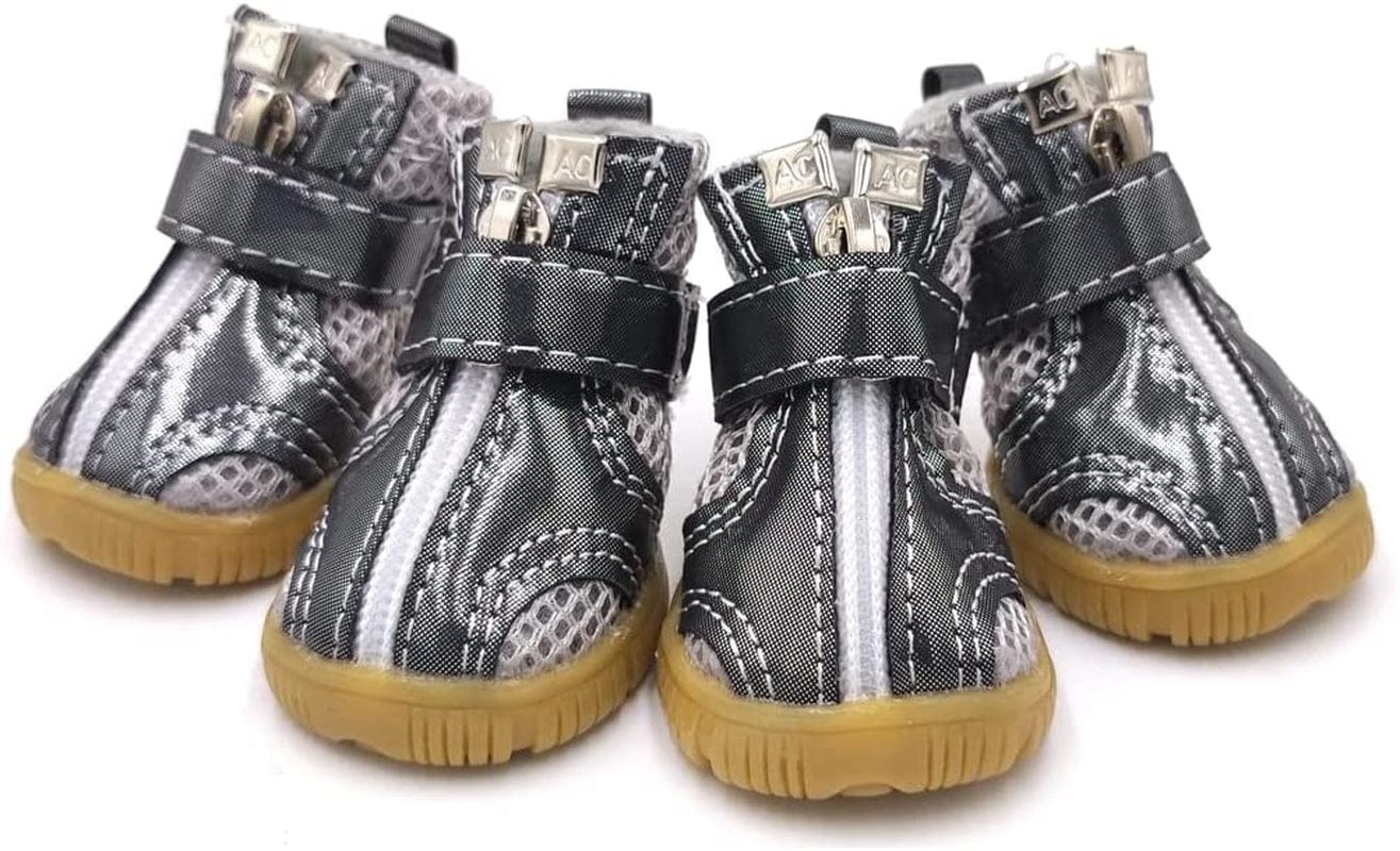 4PCS Breathable Dog Boots Shoes for Small & Medium Dog, Anti-Slip Puppy Booties Paw Protector for Hot Pavement Winter Hiking (Gray, 5#2.5"*2"(L*W)) Animals & Pet Supplies > Pet Supplies > Dog Supplies > Dog Apparel BATTEMALL Gray 3#2"*1.7"(L*W) 