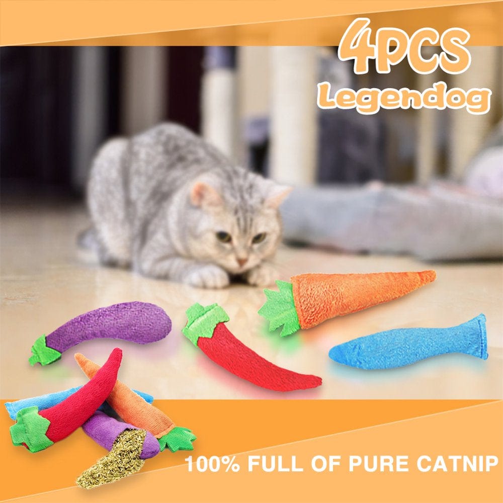 4PCS Cat Toy Carrot Eggplant Pepper Catnip Toy Cat Chew Toy Pet Biting Toy Animals & Pet Supplies > Pet Supplies > Cat Supplies > Cat Toys Legendog   