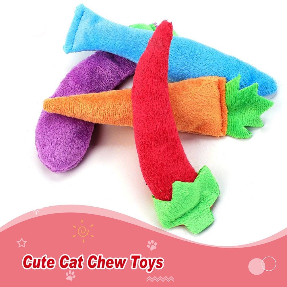 4PCS Cat Toy Carrot Eggplant Pepper Catnip Toy Cat Chew Toy Pet Biting Toy Animals & Pet Supplies > Pet Supplies > Cat Supplies > Cat Toys Legendog   