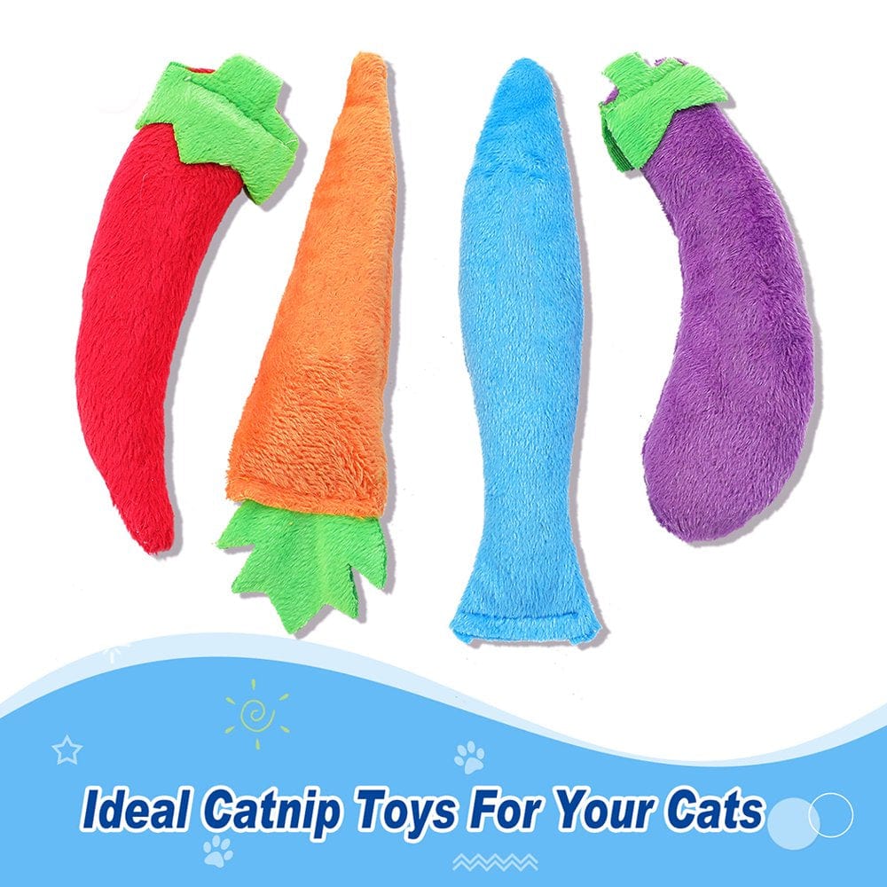 4PCS Cat Toy Carrot Eggplant Pepper Catnip Toy Cat Chew Toy Pet Biting Toy Animals & Pet Supplies > Pet Supplies > Cat Supplies > Cat Toys Legendog   