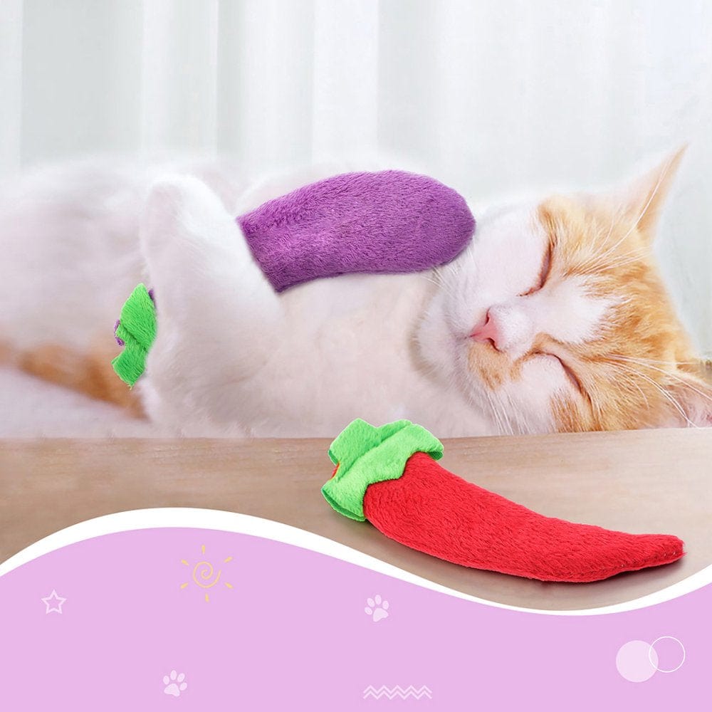 4PCS Cat Toy Carrot Eggplant Pepper Catnip Toy Cat Chew Toy Pet Biting Toy Animals & Pet Supplies > Pet Supplies > Cat Supplies > Cat Toys Legendog   