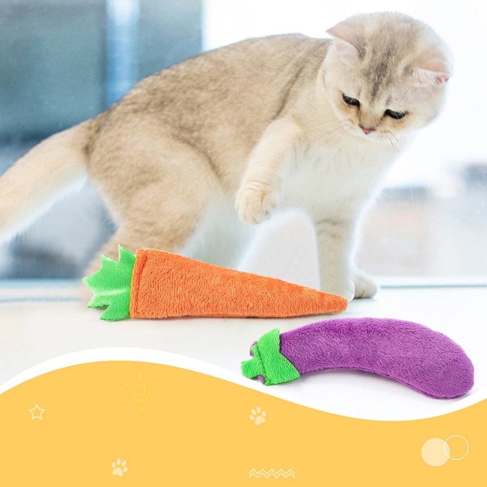 4PCS Cat Toy Carrot Eggplant Pepper Catnip Toy Cat Chew Toy Pet Biting Toy Animals & Pet Supplies > Pet Supplies > Cat Supplies > Cat Toys Legendog   