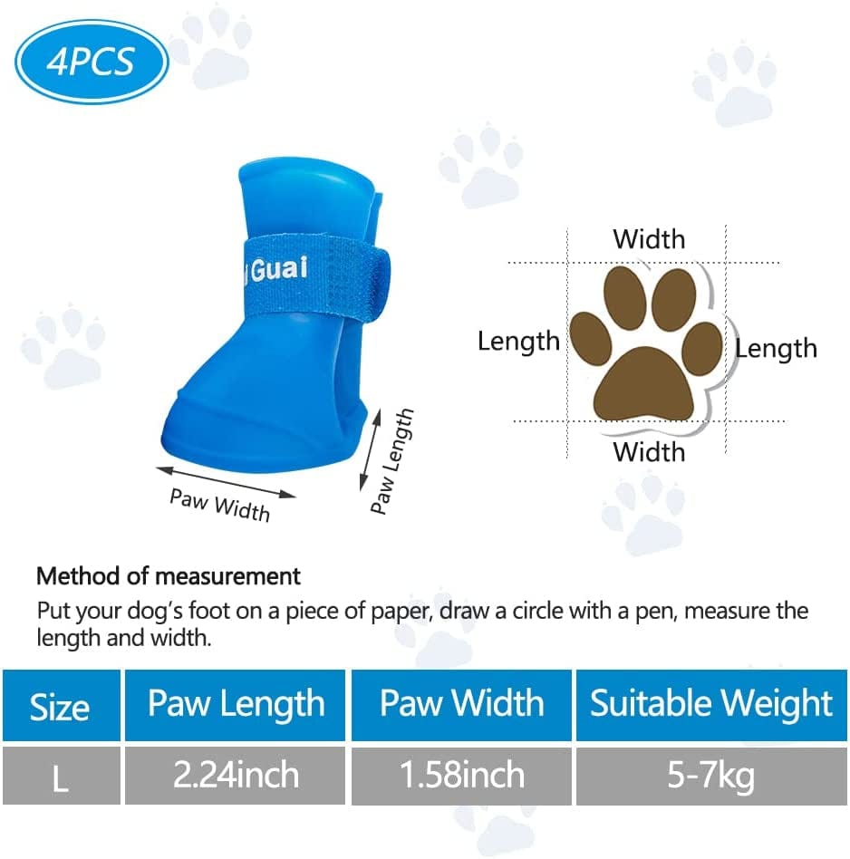 4PCS Dog Rain Boots Soft Silicone Anti-Slip Waterproof Candy Jelly Wear Resistant Dog Puppy Shoes for Chihuahua Dog Poodle Corgi Small Pet Small Puppy in Winter Rainy Days (Blue) Animals & Pet Supplies > Pet Supplies > Dog Supplies > Dog Apparel JATOBO   