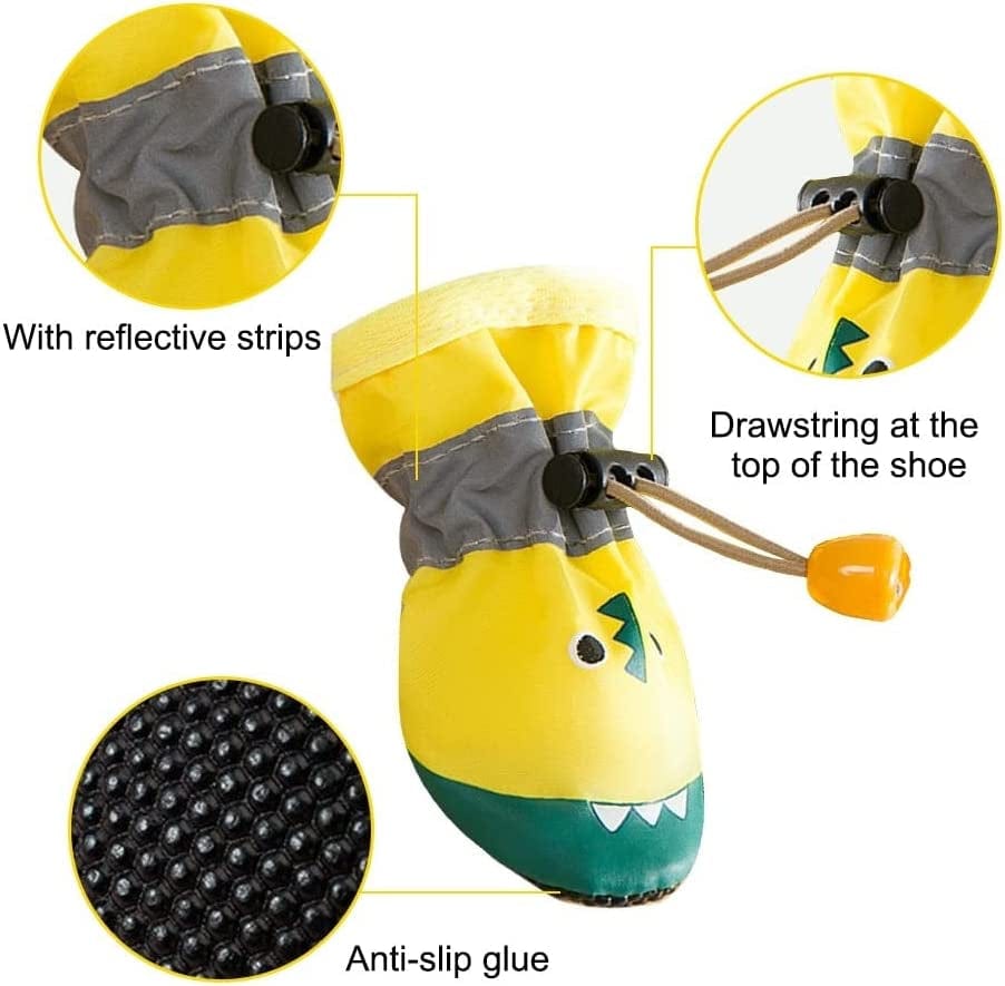 4Pcs Dog Shoes for All Seasons, Pet Boots Non-Slip Paw Protector with Reflective Straps for Small Medium Dogs Indoor & Outdoor Wear Animals & Pet Supplies > Pet Supplies > Dog Supplies > Dog Apparel DONGKER   