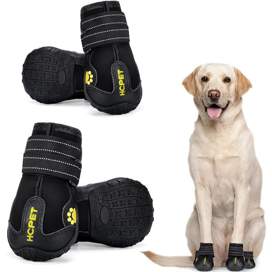 4PCS Dog Shoes for Large Dogs - Dog Boots Paw Protector with Waterproof Non-Slip Soles Reflective Straps for Small Medium Dogs - Dog Shoes for Hot Pavement, Dog Snow Boots - Black Animals & Pet Supplies > Pet Supplies > Dog Supplies > Dog Apparel Auchen Dog Shoes Size 2 Black 