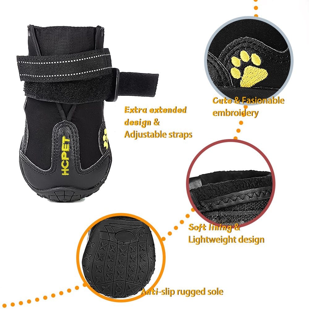 4PCS Dog Shoes for Large Dogs - Dog Boots Paw Protector with Waterproof Non-Slip Soles Reflective Straps for Small Medium Dogs - Dog Shoes for Hot Pavement, Dog Snow Boots - Black Animals & Pet Supplies > Pet Supplies > Dog Supplies > Dog Apparel Auchen Dog Shoes   