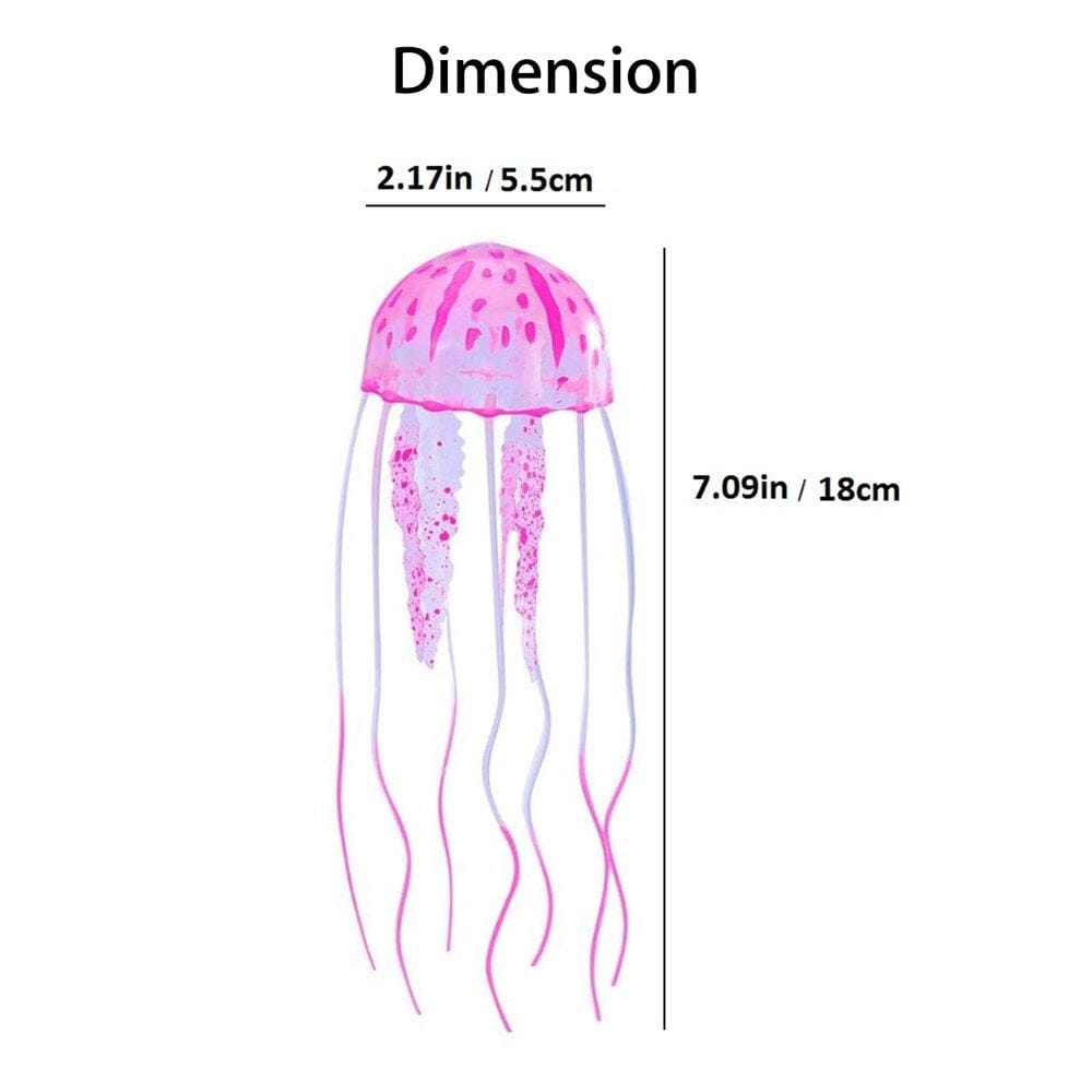 4Pcs Jellyfish Aquarium Decorations, TSV Glowing Effect Artificial Jellyfish Aquarium Decor, Fish Tank Ornament Silicone Decoration, Instant Suction Cup Installation