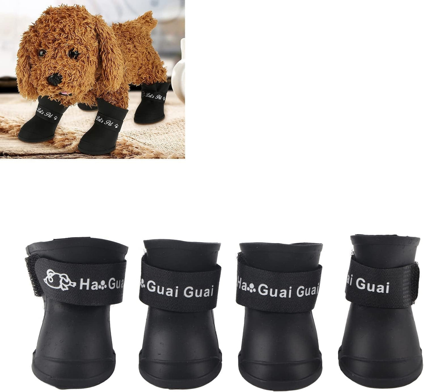 4Pcs Pet Dog Waterproof Boots Indoor Anti-Slip Protective Rain Shoes All Weather Comfortable for Dog Cat Outdoor Foot Protect(M-Black) Animals & Pet Supplies > Pet Supplies > Dog Supplies > Dog Apparel Pssopp black Medium 