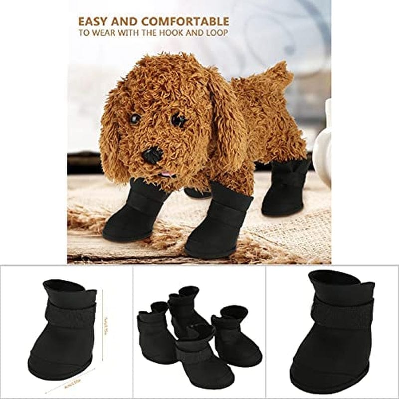 4Pcs Pet Dog Waterproof Boots Indoor Anti-Slip Protective Rain Shoes All Weather Comfortable for Dog Cat Outdoor Foot Protect(M-Black) Animals & Pet Supplies > Pet Supplies > Dog Supplies > Dog Apparel Pssopp   