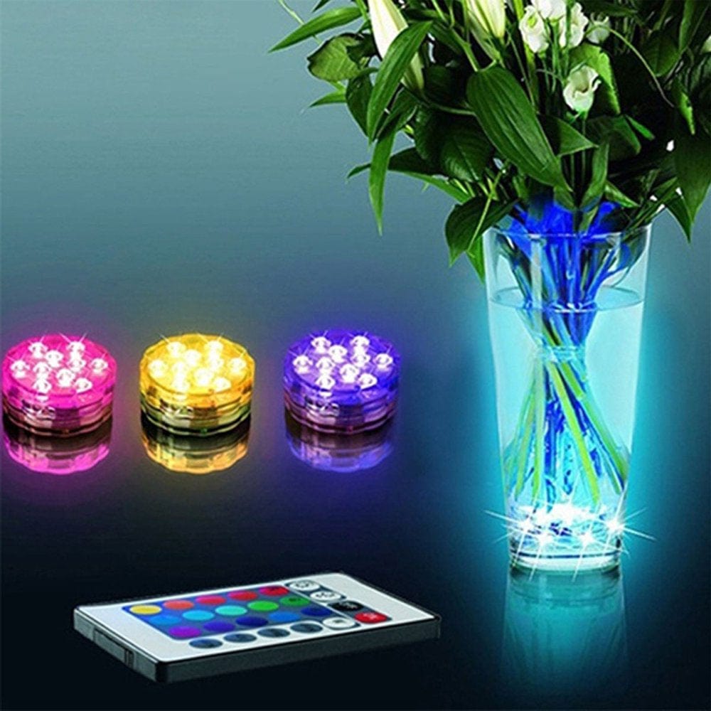 4Pcs RGB Submersible LED Lights Waterproof Battery-Operated Underwater LED Lights Wedding Party Vase Base Light Floral Light for Aquarium Wedding Halloween Christmas with - 24 Keys (White) Animals & Pet Supplies > Pet Supplies > Fish Supplies > Aquarium Lighting YXLX   