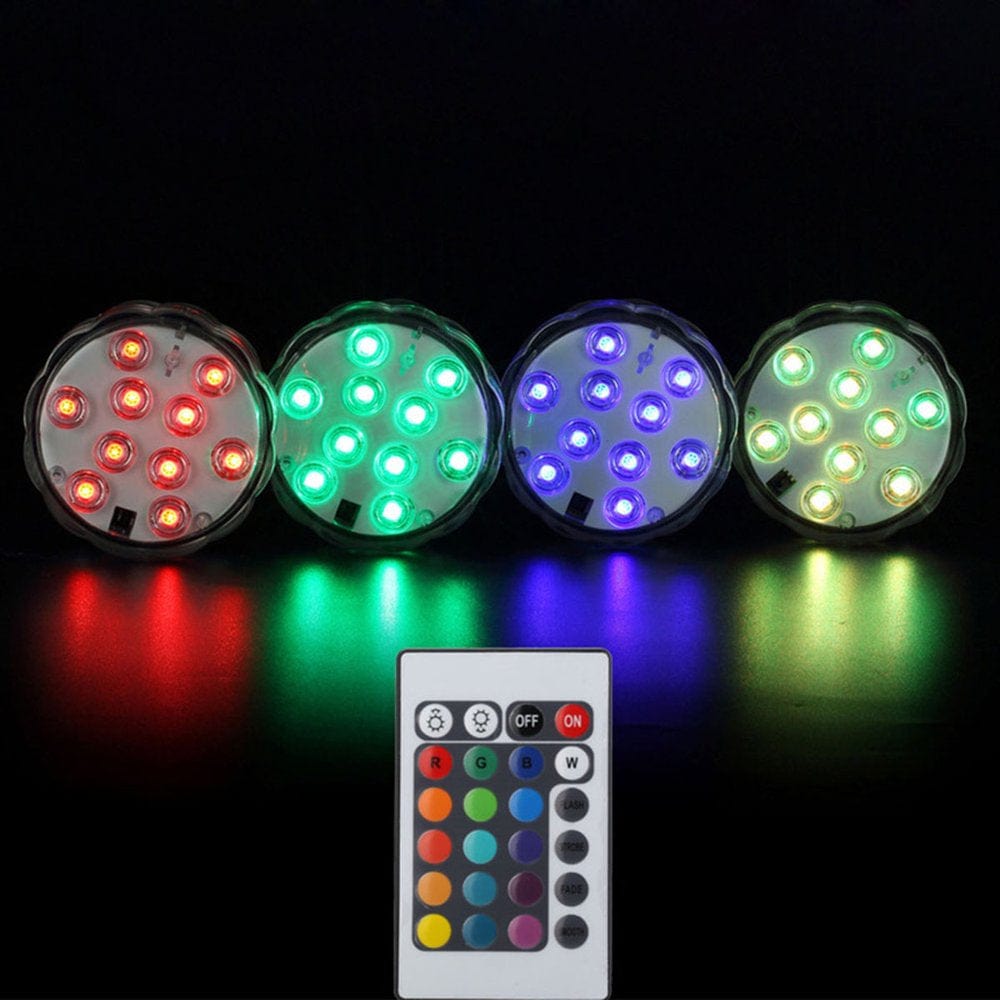 4Pcs RGB Submersible LED Lights Waterproof Battery-Operated Underwater LED Lights Wedding Party Vase Base Light Floral Light for Aquarium Wedding Halloween Christmas with - 24 Keys (White) Animals & Pet Supplies > Pet Supplies > Fish Supplies > Aquarium Lighting YXLX   