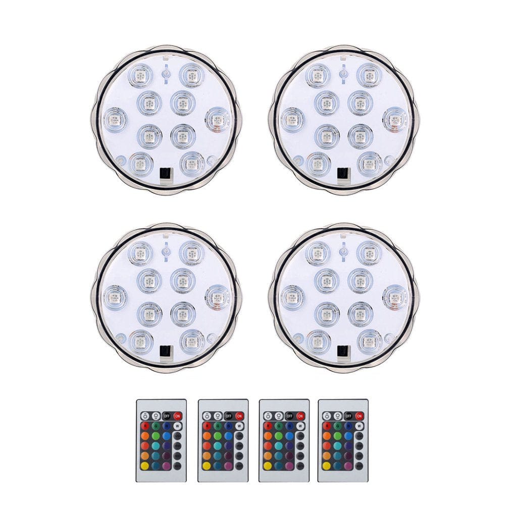 4Pcs RGB Submersible LED Lights Waterproof Battery-Operated Underwater LED Lights Wedding Party Vase Base Light Floral Light for Aquarium Wedding Halloween Christmas with - 24 Keys (White) Animals & Pet Supplies > Pet Supplies > Fish Supplies > Aquarium Lighting YXLX   