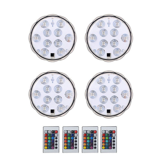 4Pcs RGB Submersible LED Lights Waterproof Battery-Operated Underwater LED Lights Wedding Party Vase Base Light Floral Light for Aquarium Wedding Halloween Christmas with - 24 Keys (White) Animals & Pet Supplies > Pet Supplies > Fish Supplies > Aquarium Lighting YXLX   
