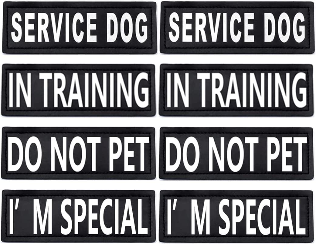 4Pcs Service Dog Patch 6" X 2" - Service Dog in Training/Service Dog Patches,Clear Pattern & Velcro Dog Patches for Vest,Velcro Patches for Dog Harness,Dog Vest Patches Animals & Pet Supplies > Pet Supplies > Dog Supplies > Dog Apparel HAHII 8 PCS  